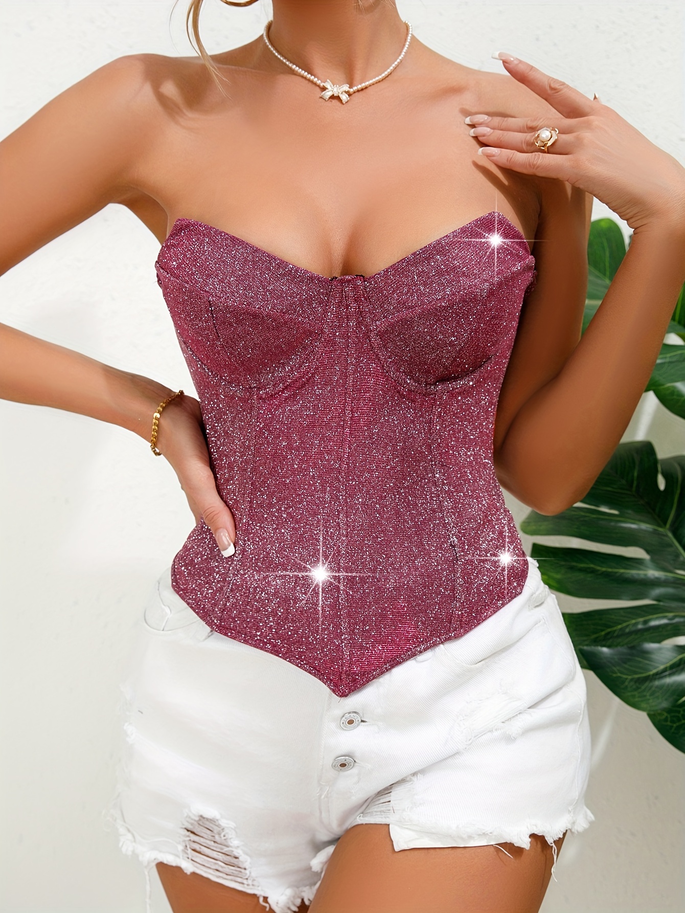 Rose Detail Strappy Corset Top