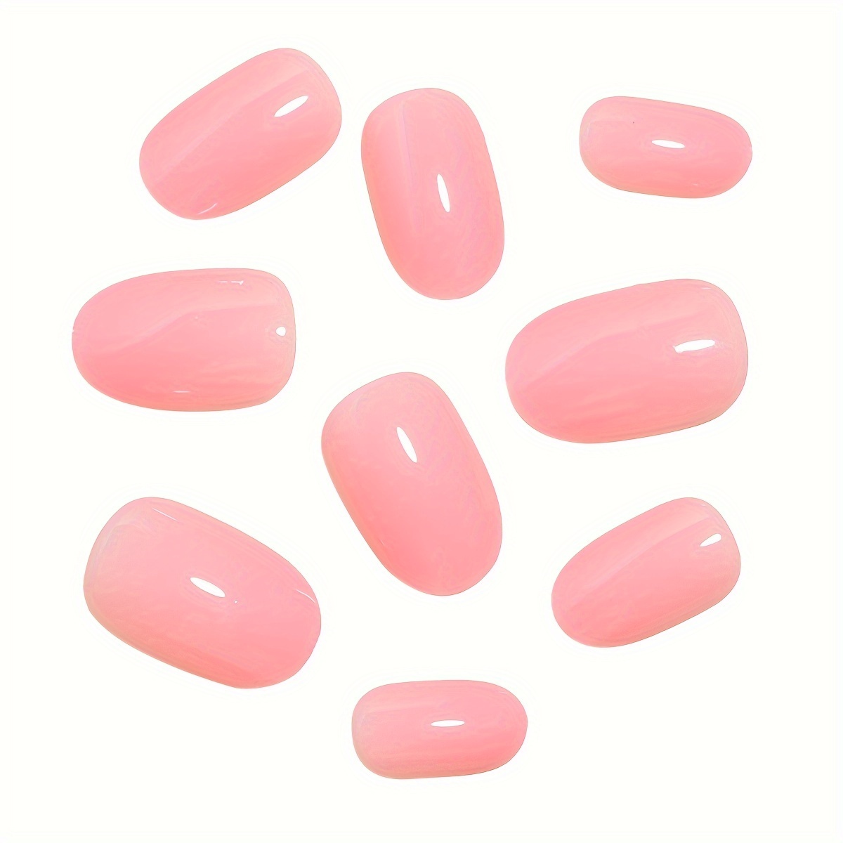 24pcs mid length oval shape press on nails solid color fake nail full cover nails for women details 14