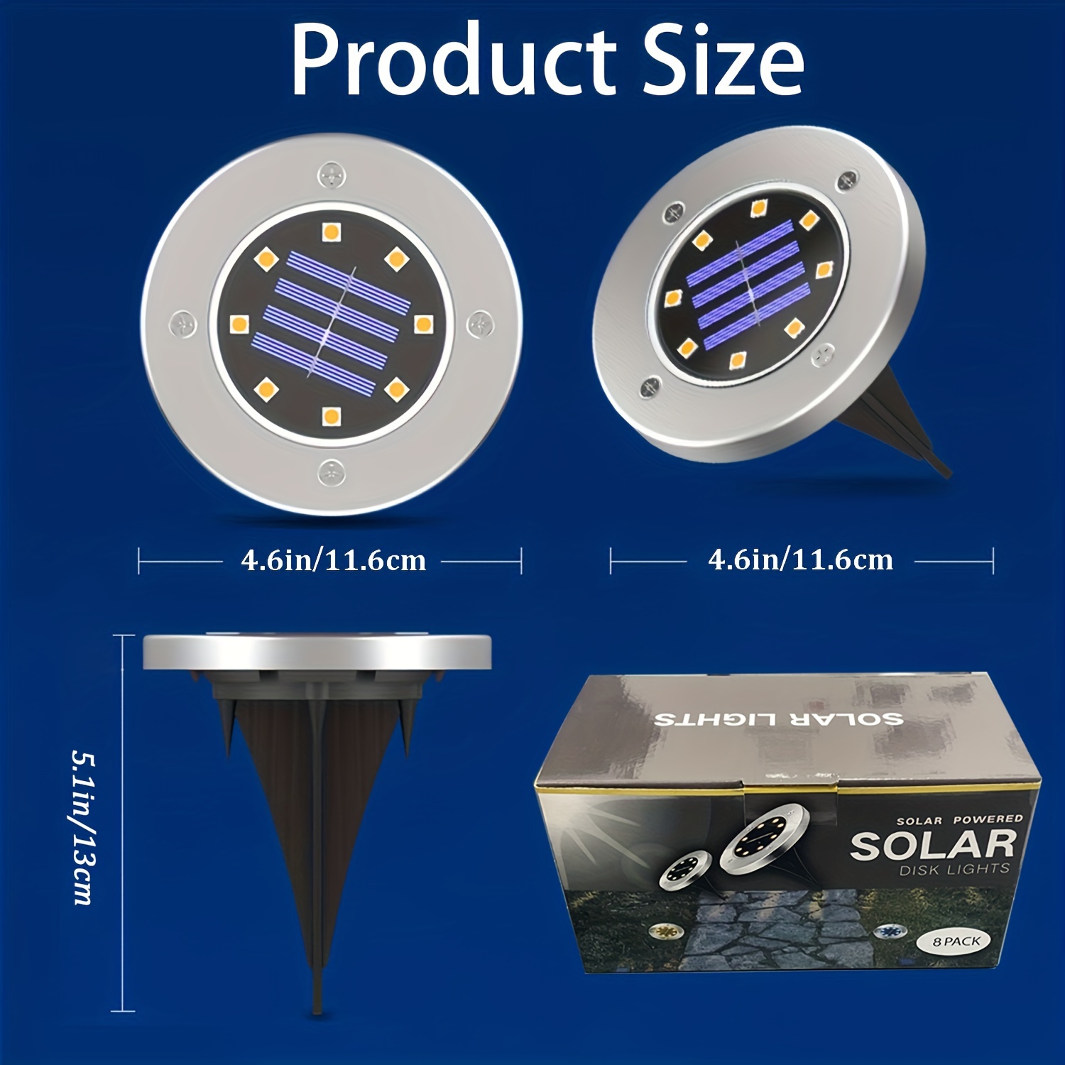 Paquete de 8 luces solares para caminos, luces solares