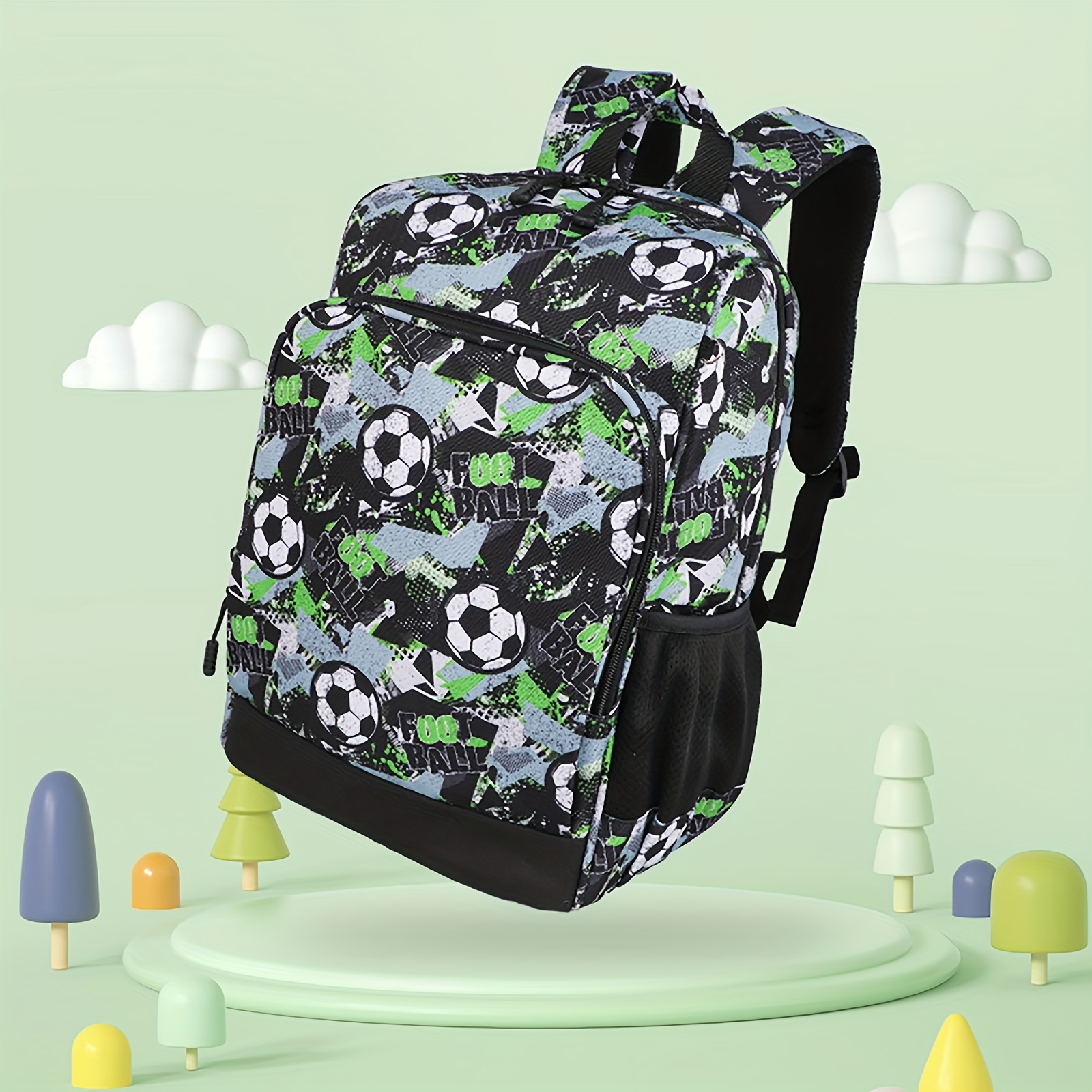 Mochila de fútbol para niños, mochila con estampado de fútbol, mochila  escolar con patrón de fútbol, Bolsa de fútbol 1, dibujos animados