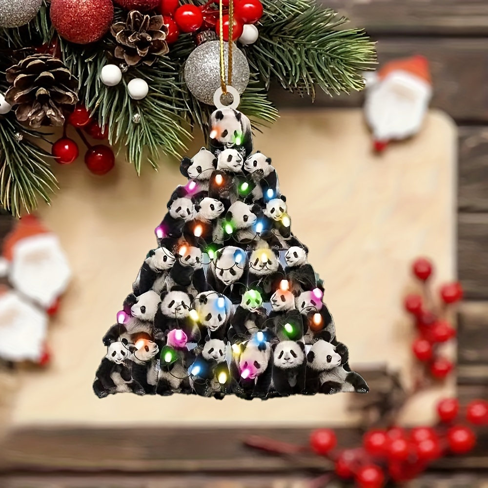 Panda-Bär-Weihnachtsschmuck,Acryl-Panda-Autozubehör - Rucksack
