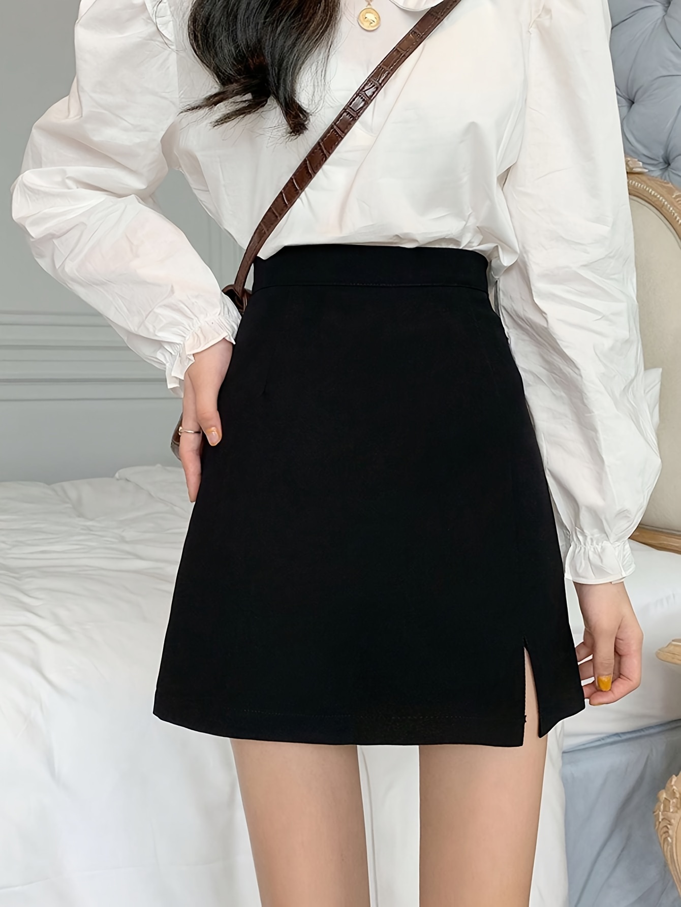 Ruched High Waist Skirts Elegant Solid Versatile Maxi Skirts - Temu