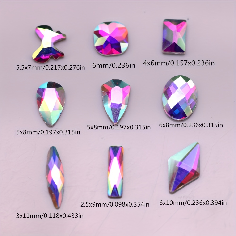 DOYIZZ AB Rhinestones for Nails, Multi Shapes Glass Crystal for Nail Art  Craft, Flatback Rhinestones Nail Art Gems Round Beads Stones Diamonds for