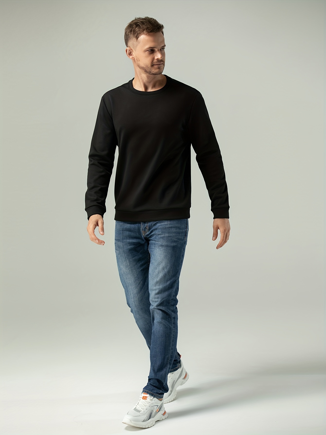 Trendy Solid Sweatshirt Sudadera Cuello En V Hombre Diseño - Temu