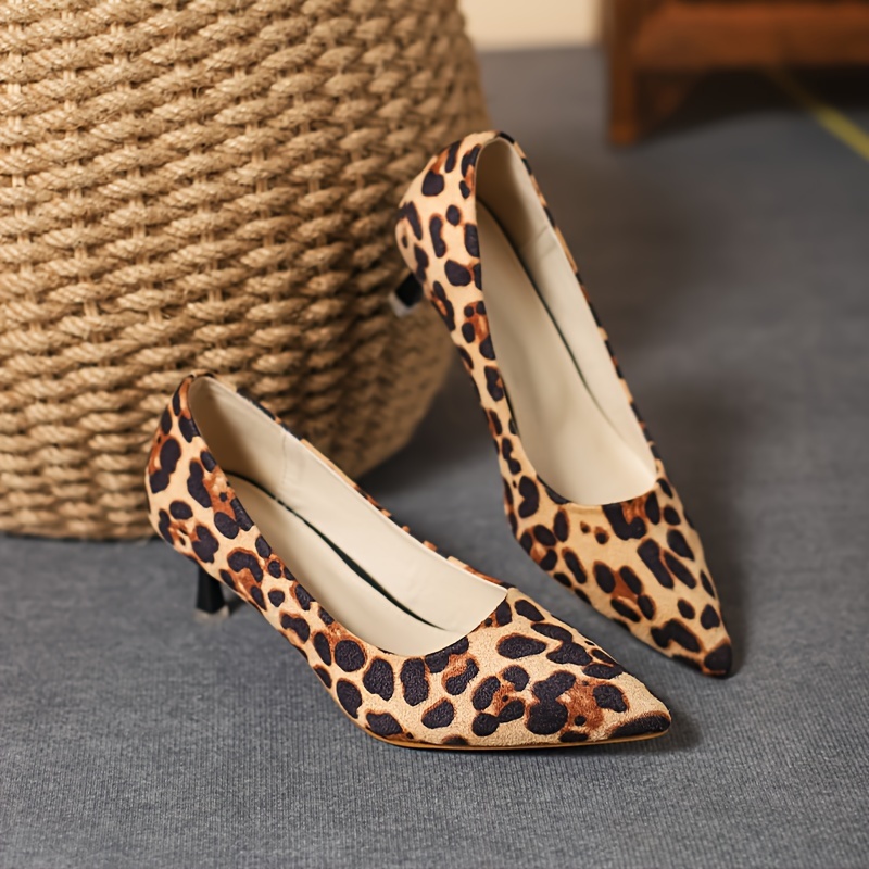 Tacones Aguja Estampado Leopardo Mujer Elegantes Zapatos - Temu Mexico