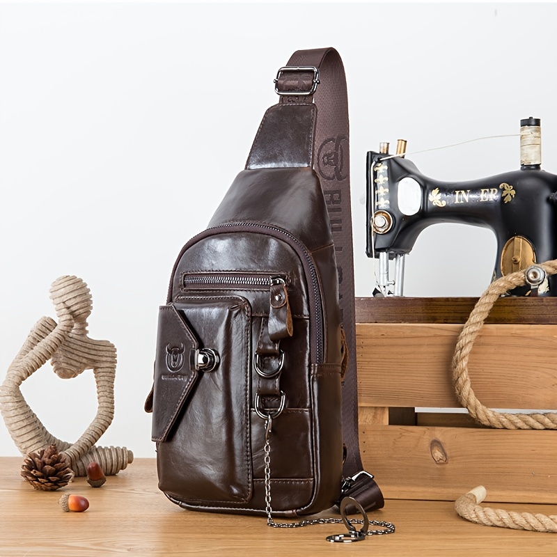 Genuine Leather Men Fanny Pack Waist Bag: Murse Man Purse, Mens Bag