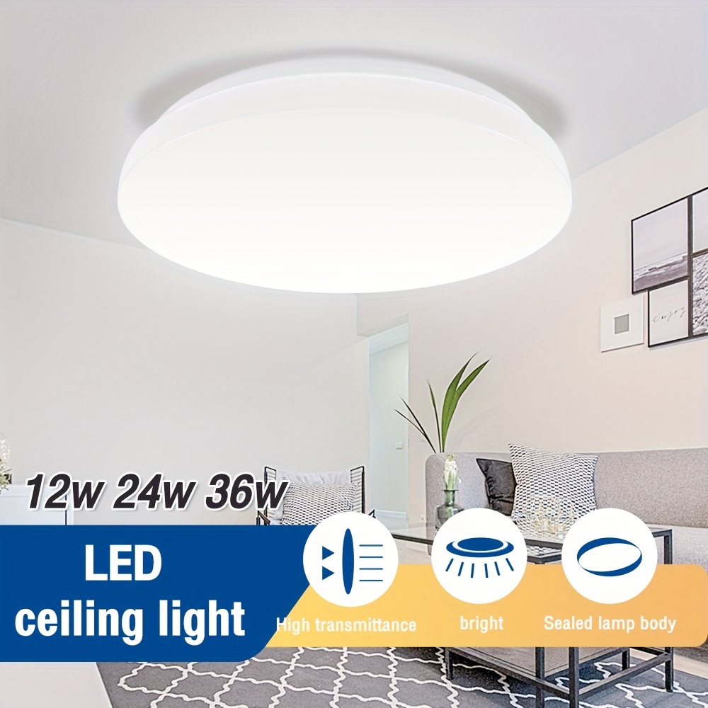 Lámpara LED de techo empotrada de 12 pulgadas, 28 W, lamparas de techo  plana para dormitorio, 6000 K, lámpara de techo redonda para baño, cocina