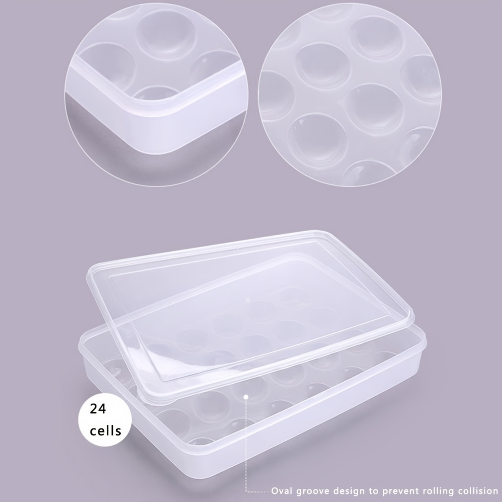 Vtopmart Contenedores para huevos para refrigerador, bandejas apilables  transparentes para 14 huevos, contenedores de almacenamiento de plástico  para