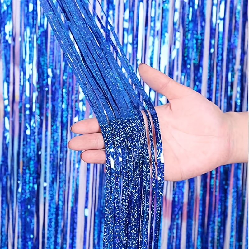 Silver Foil Fringe Curtain Tinsel Backdrop Glitter Party - Temu
