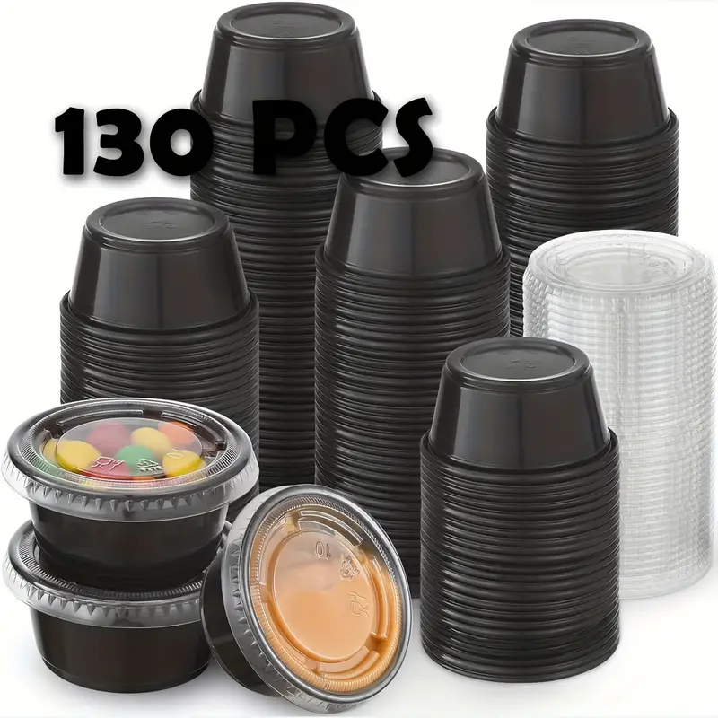 Black Plastic Cups Lids Pudding Cups Small Plastic - Temu