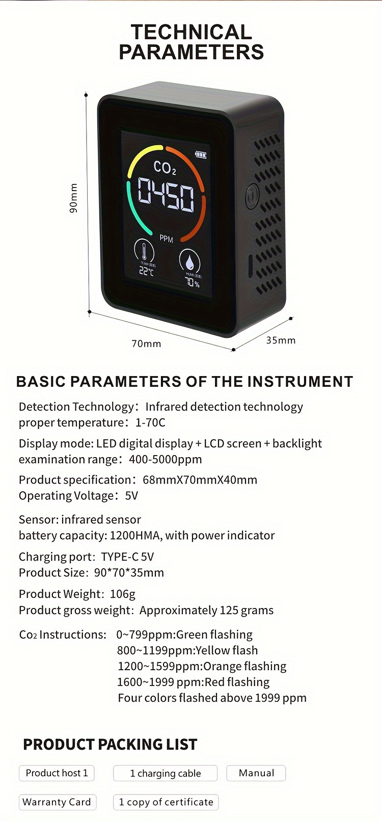 New Five in one Co2 Detector Portable Voc Co2 Pm - Temu