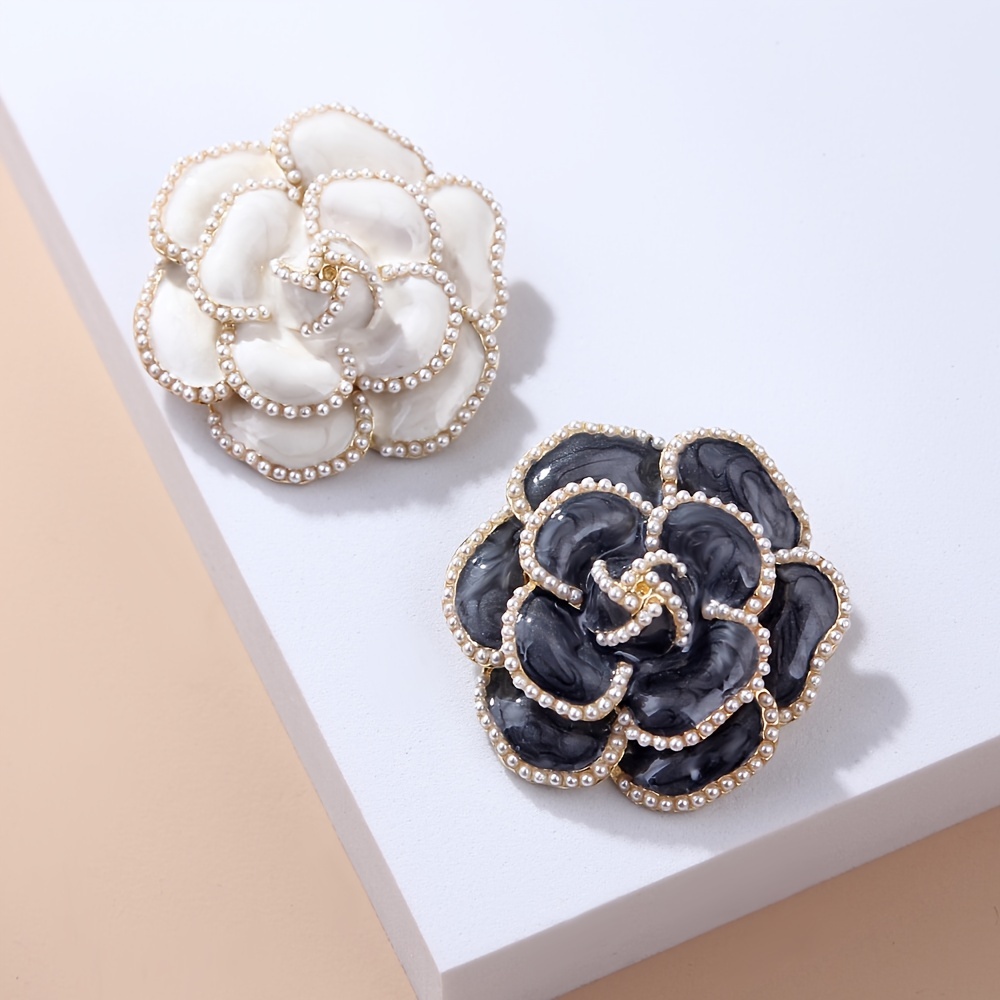 Elegant Flower Brooch Pin With Faux Pearl For Women's Wedding