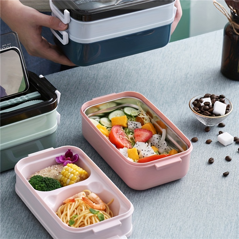 Stainless Steel Lunch Box, Large-capacity Double-layer Insulated Lunch Box  With Cutlery, For Teenagers And Workers At School, Classroom, Canteen, Back  To School, Portable Lunch Box, Home Kitchen Supplies - Temu