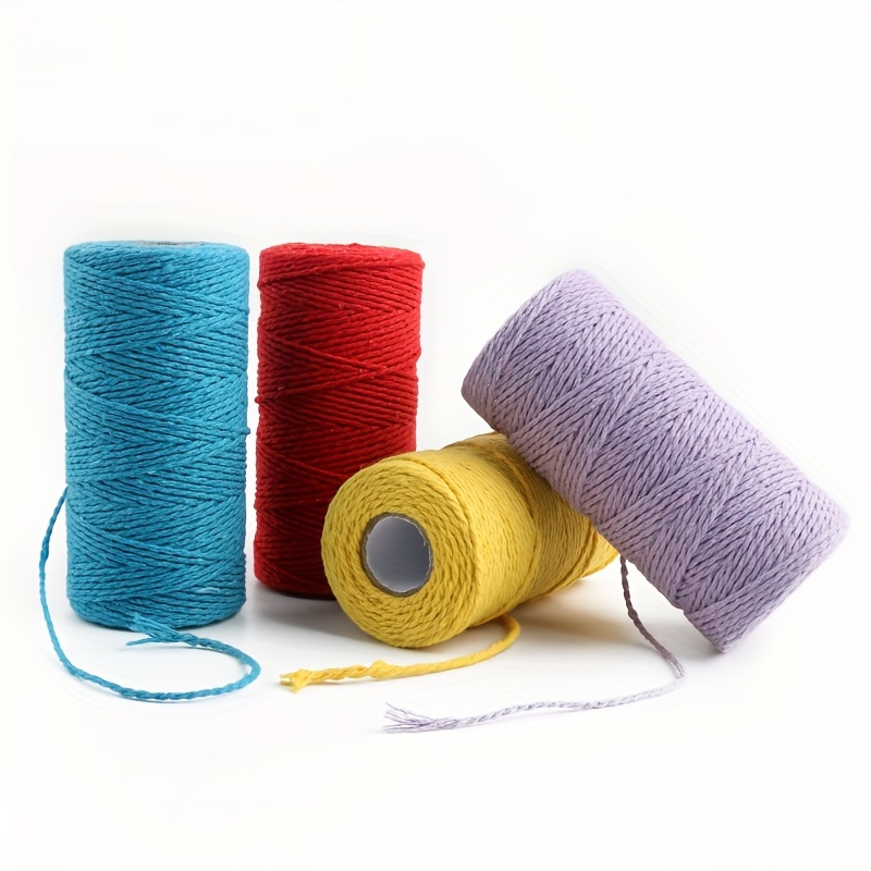 Cuerda de macramé, cuerda de algodón 100% natural de 0.118 in x 328 yardas,  4 hebras trenzadas de macramé, cuerda de algodón para manualidades, tejer