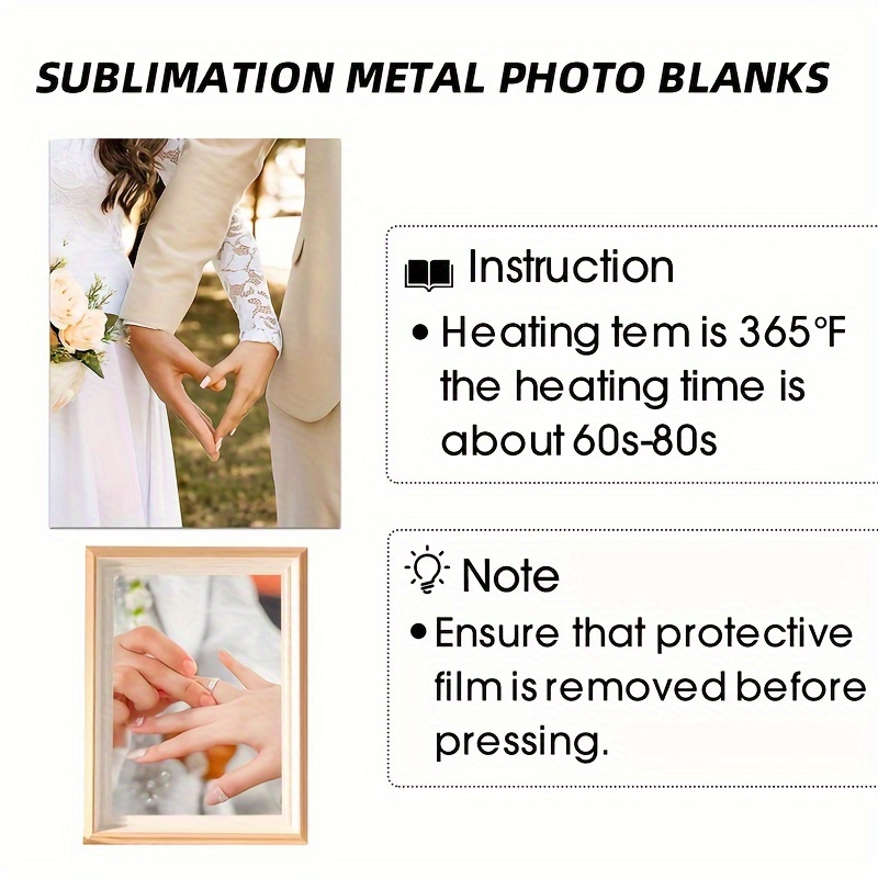 10 Pcs Aluminum Sublimation Photo Blanks, Heat Press Metal Sign Blanks Wall  Poster Frame Blank in 2 Size (6x8 inch and 8x10 inch), Sublimation Picture