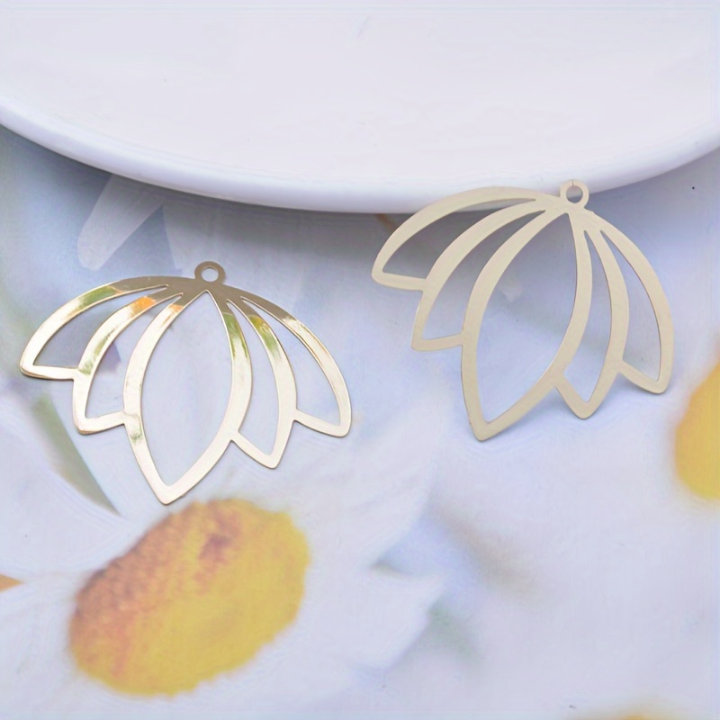 6pcs Brass Rose Golden Hollow Flower Charm Pendant Earring Making