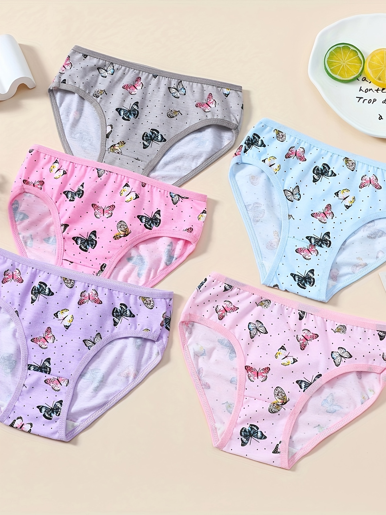 Cute Butterfly Style Graphic Girls Briefs Kids Comfortable - Temu
