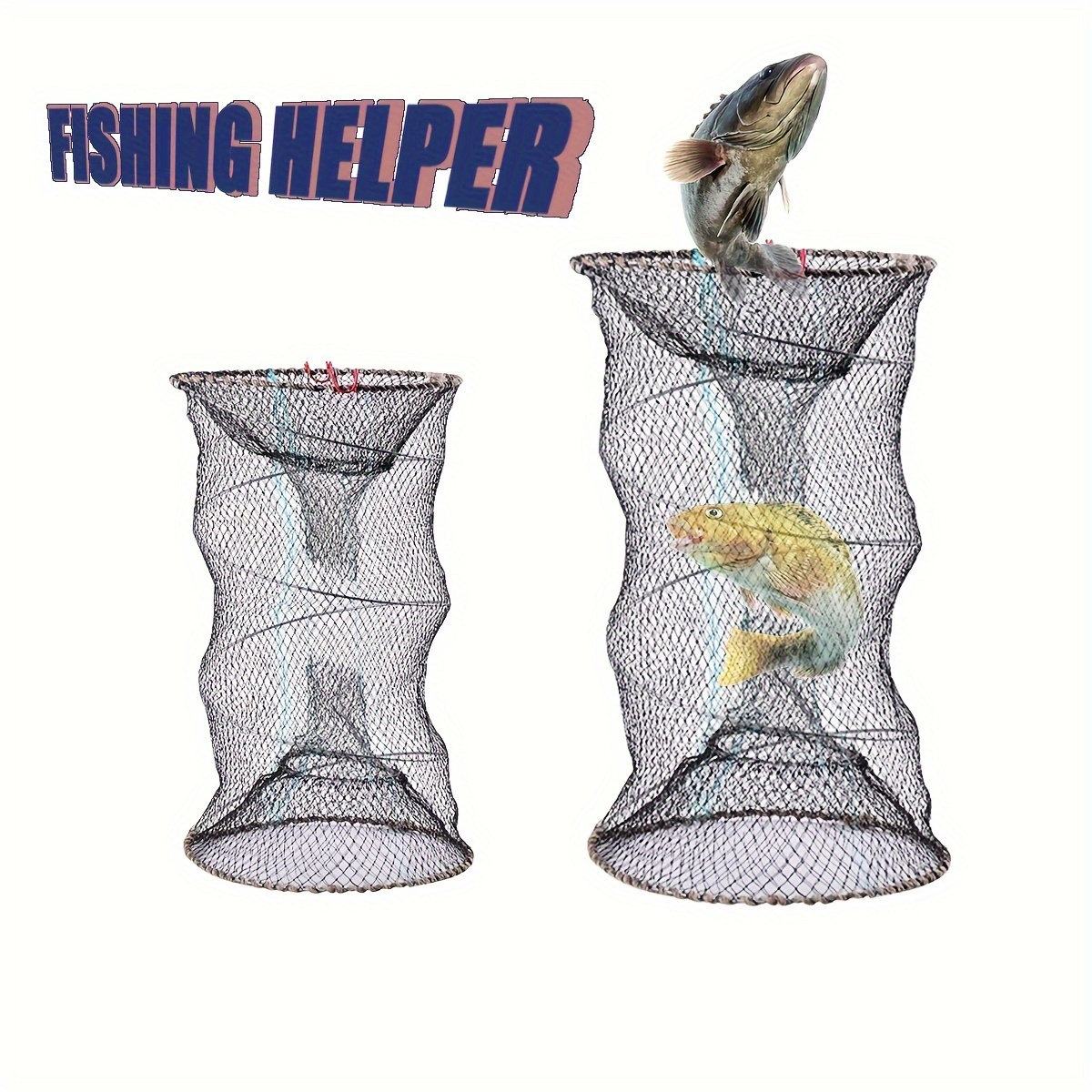 1Pc Portable Folding Fishing Net Trap Luminous Bead Sea Fish Net
