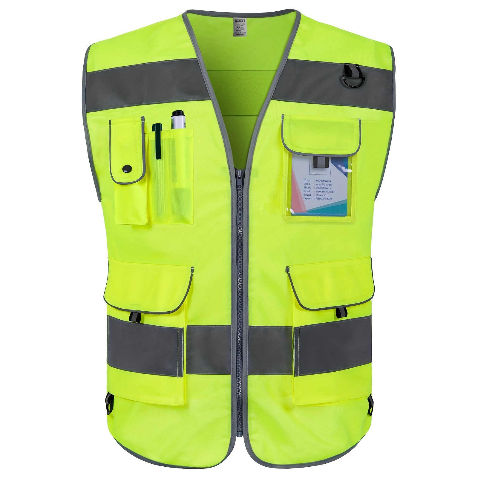 A-SAFETY - Chaleco rosa de alta visibilidad, chaleco de seguridad  reflectante, ropa de trabajo, chaleco con tiras reflectantes y 7 bolsillos  Hi Vis, 4