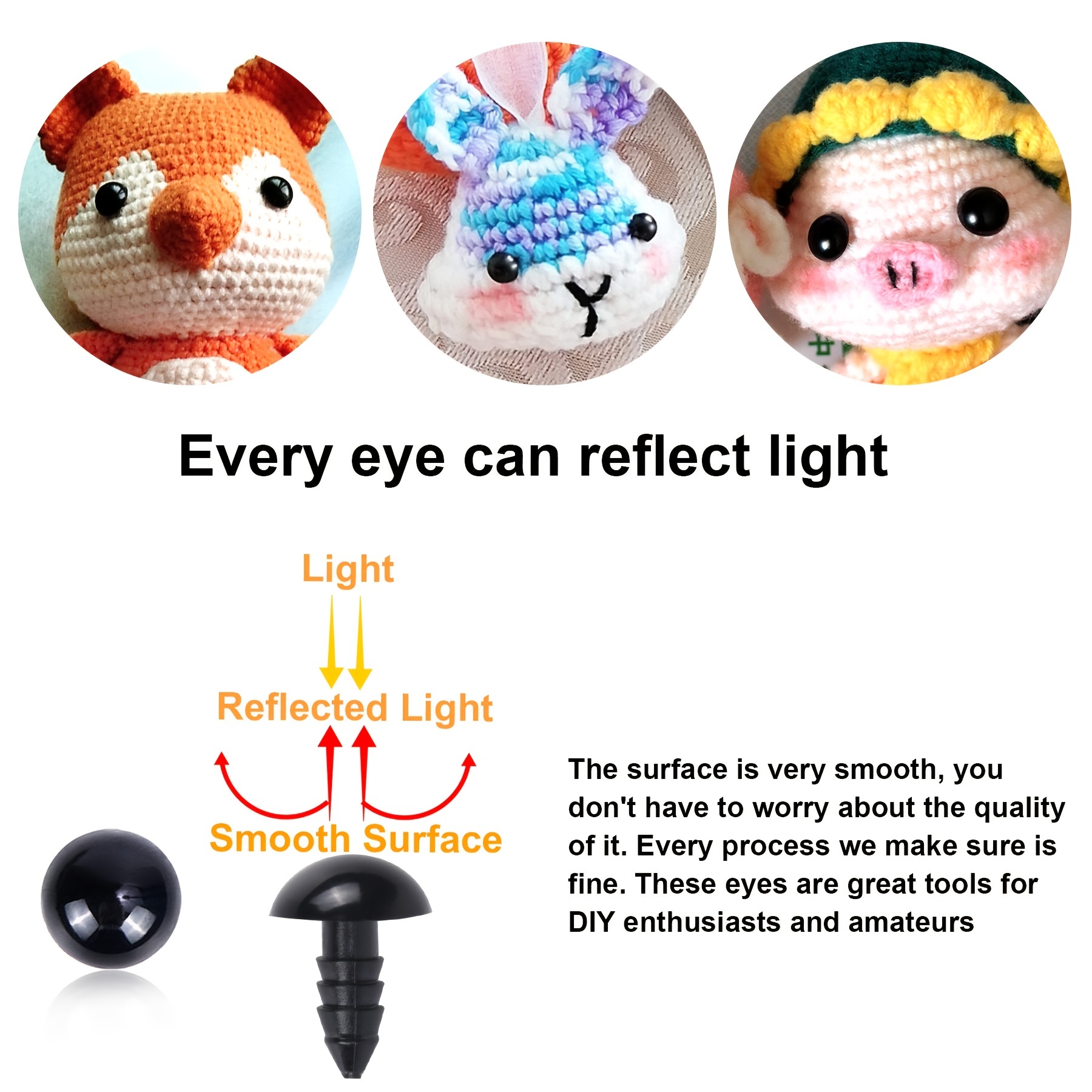 Safety Eyes For Amigurumi Stuffed Crochet Eyes With Washers - Temu Japan