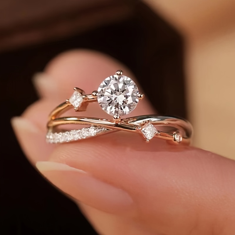 The Orbit Features An Adjustable Opening For Sizing, And This Copper Micro-pave Synthetic Synthetic Zirconia Ring Is Suitable For Women' Wear