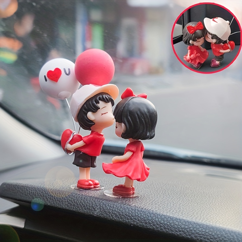 

2pcs Car Couple Ornaments Cute Girl Car Interior Central Control Mirror Desktop Decoration Red Kiss Toy Ornaments A Pair