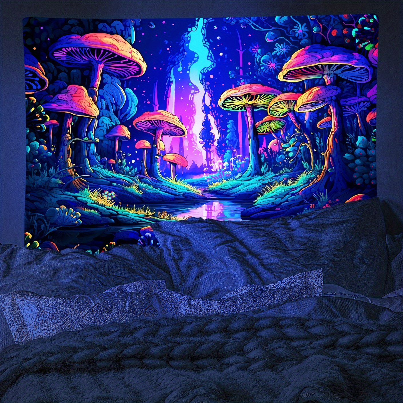 Extra Large Trippy Hippie Tapestry Pink Flower Tapestry For Bedroom Wall  Hanging Aesthetic Room Decor Vertical Mushroom Tapestry For Teen Girl Men