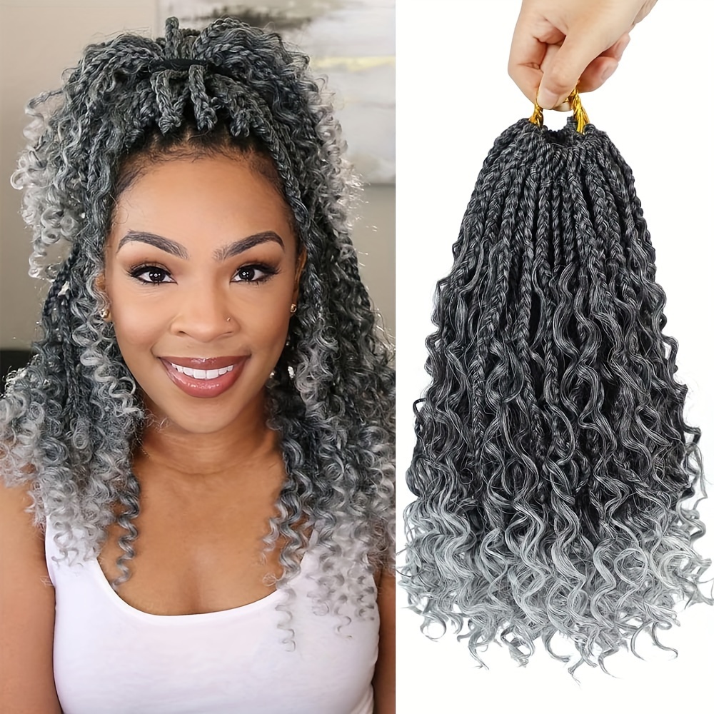 3Packs Crochet Box Braids Curly Ends 10/14 Inch Crochet Hair for Black Women
