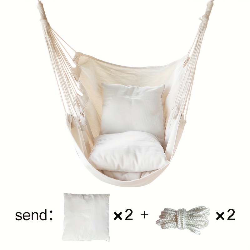 Chaise hamac balançoire avec Kit de matériel de suspension, chaise  suspendue en corde de coton tricotée à la main avec bande lumineuse pour  intérieur