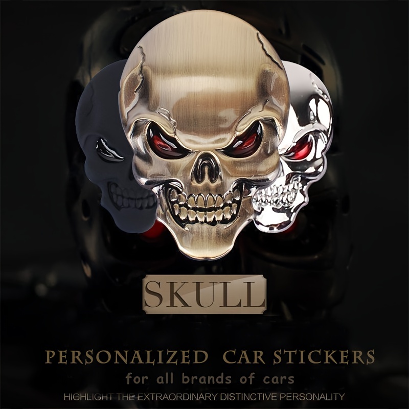 3D Metal Skull Autocollant de Voiture,2 pièces Autocollants Tête de Mort  stickers 3d voiture autocollant moto autocollant d'insigne d'emblème Car