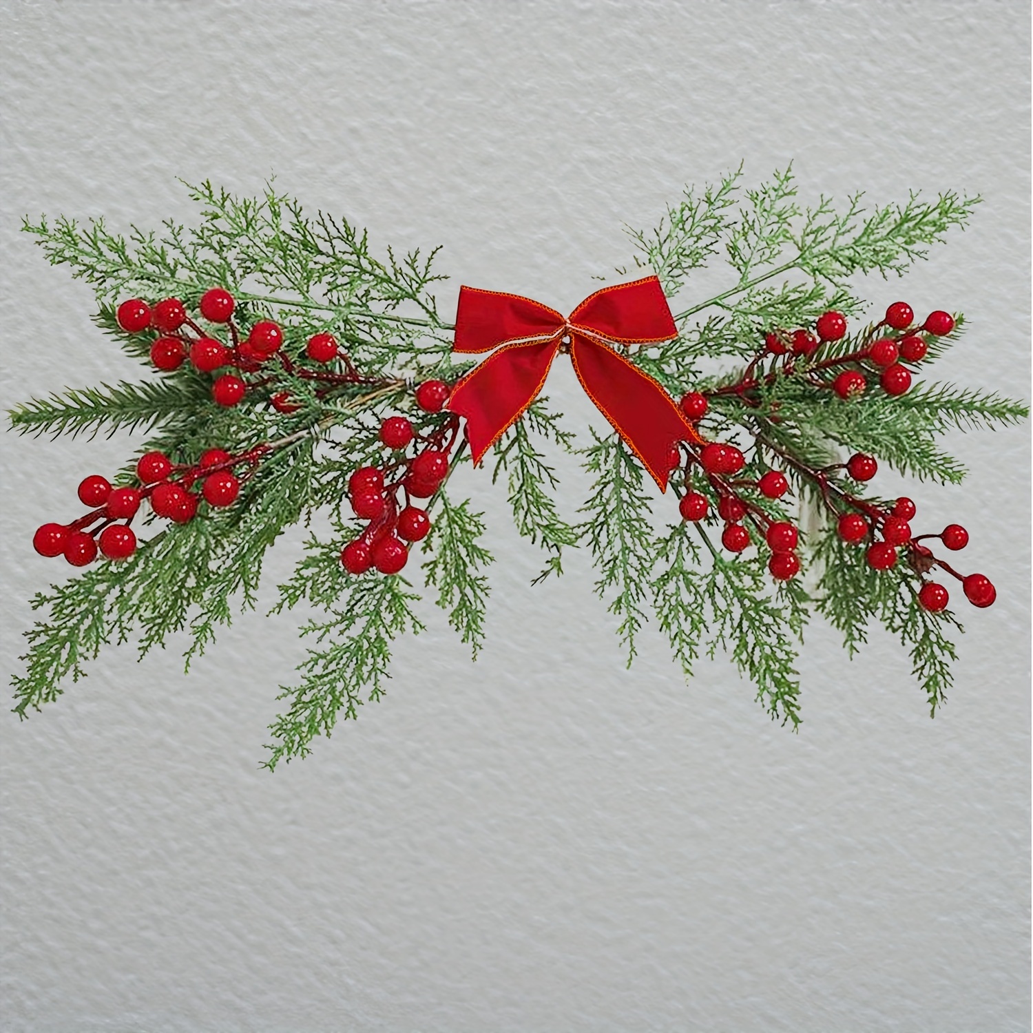 Christmas Artificial Pine Pick With Red Berries Artificial - Temu