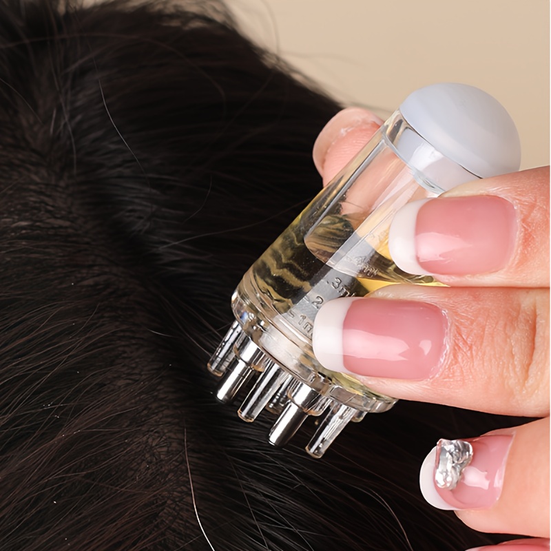 

1pcs Scalp Applicator Mini Portable Head Massager Roller Ball Brush Hair Growth Essential Oil Medicine Liquid Applicator Massage Comb, Can Hold 6ml Liquid