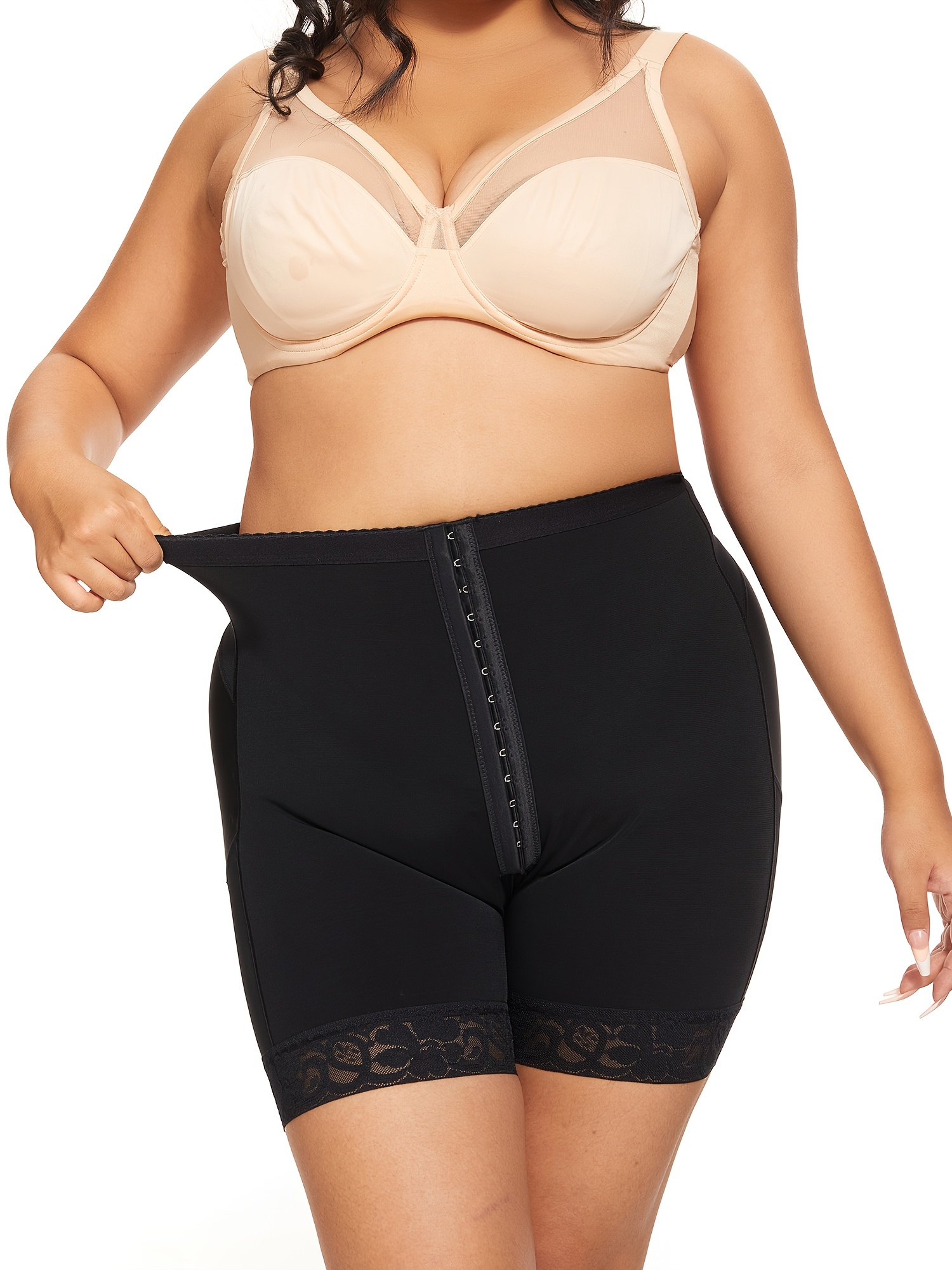 Seamless Thongs Thermal Underwear High Waisted Naughty Shapewear Sports Bra Ladies  Plus Size Front Crossover Lace Side Buckle Adjustable Strap Yoga