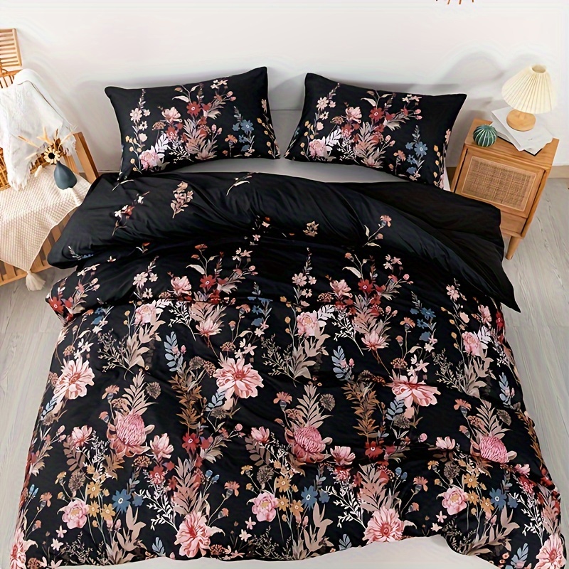 3pcs Fashionable Light Luxury Natural Floral Quilt Cover Set