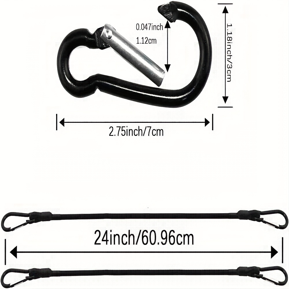 Bungee Cord With Carabiner Hook Elastic Rope 4pcs Outdoor Stretch