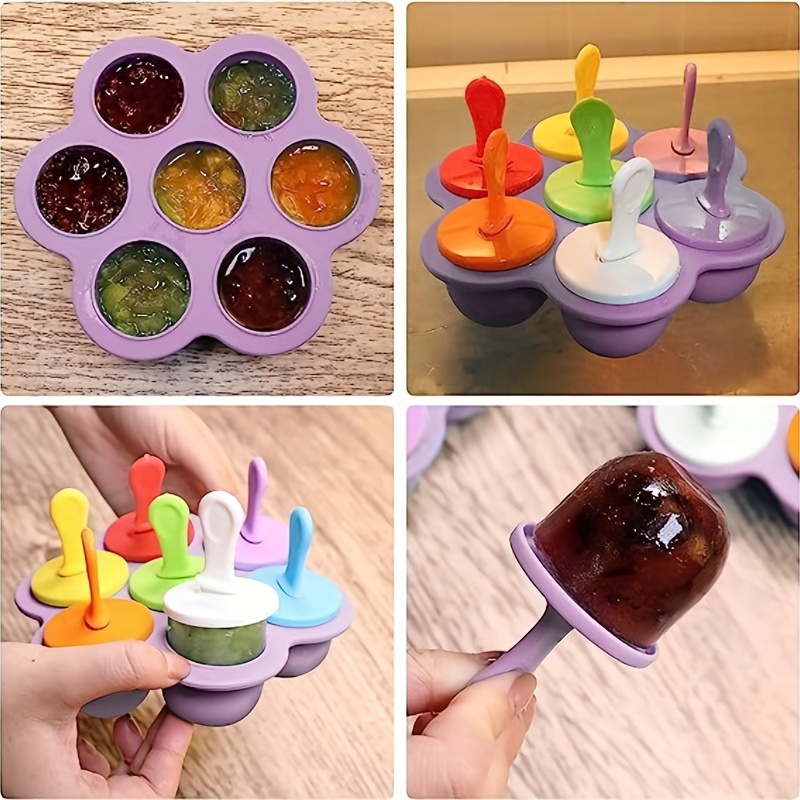 Mini Silicone Popsicle Molds, Silicone Popsicle Mould BPA Free Ice Pop  Molds Reusable 7 Cavities Popsicle Maker with Popsicle Sticks, Mini Ice  Cream