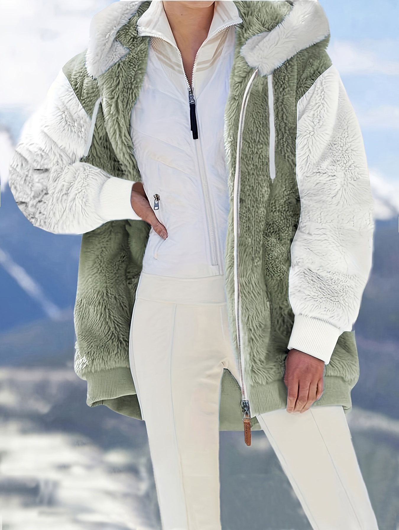 Plus size hot sale fuzzy fleece jacket