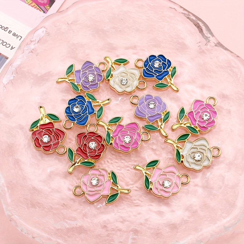 Enamel Flowers Charms Cute Rose Charms Pendants For Necklace Bracelet Diy  Jewelry Making Accessories - Temu Philippines