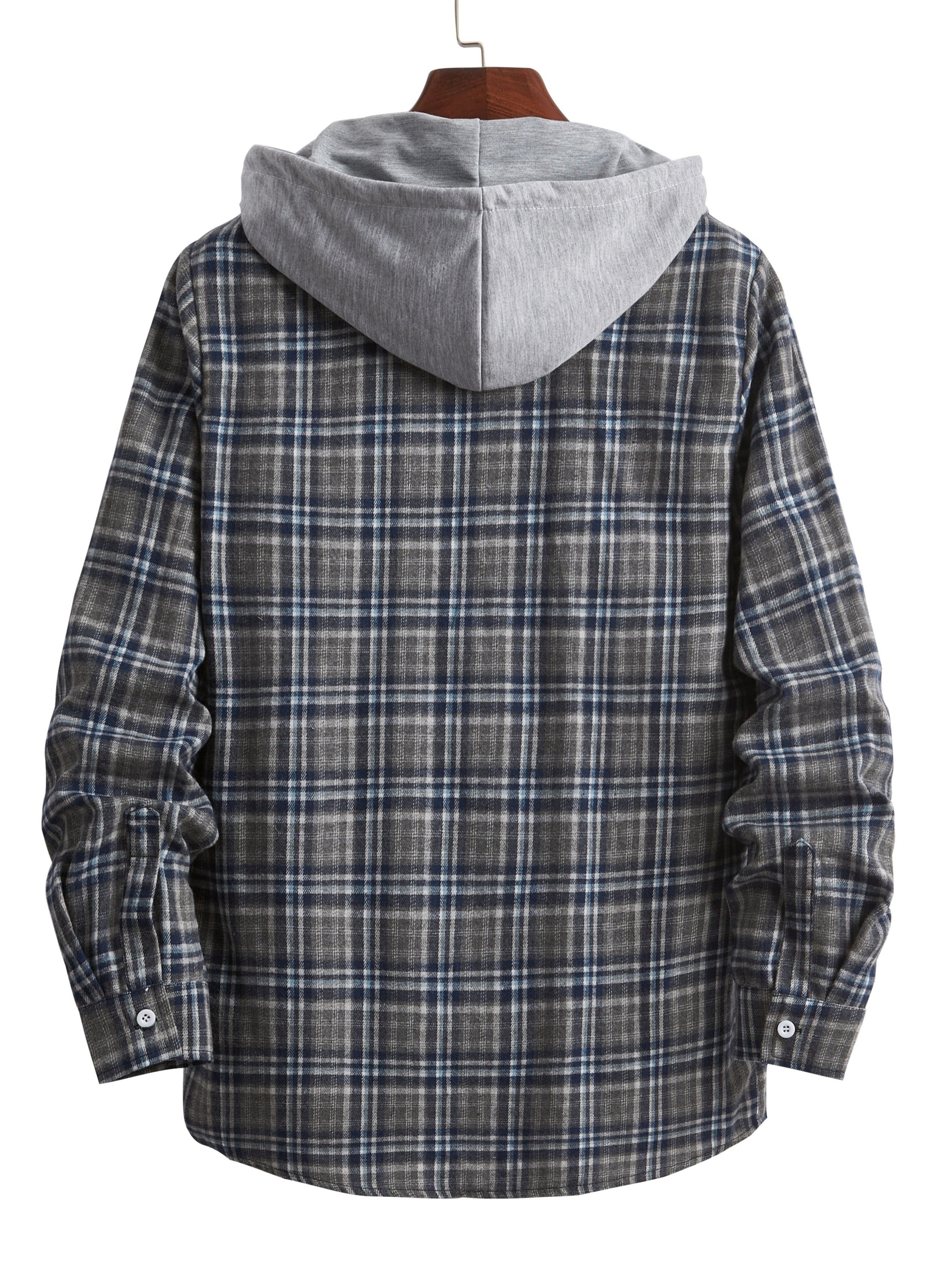 Casual Men's Plaid Pattern Hooded Shirt Men's Retro Mature - Temu