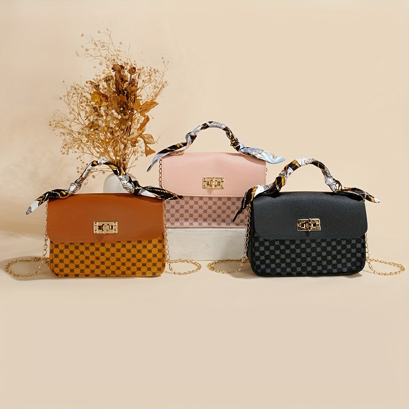 Girls Fashion Mini Square Bag Handbag With Silk-like Scarf Handle, Chain  Strap Shoulder Bag Crossbody Bag Mobile Phone Bag - Temu Belgium