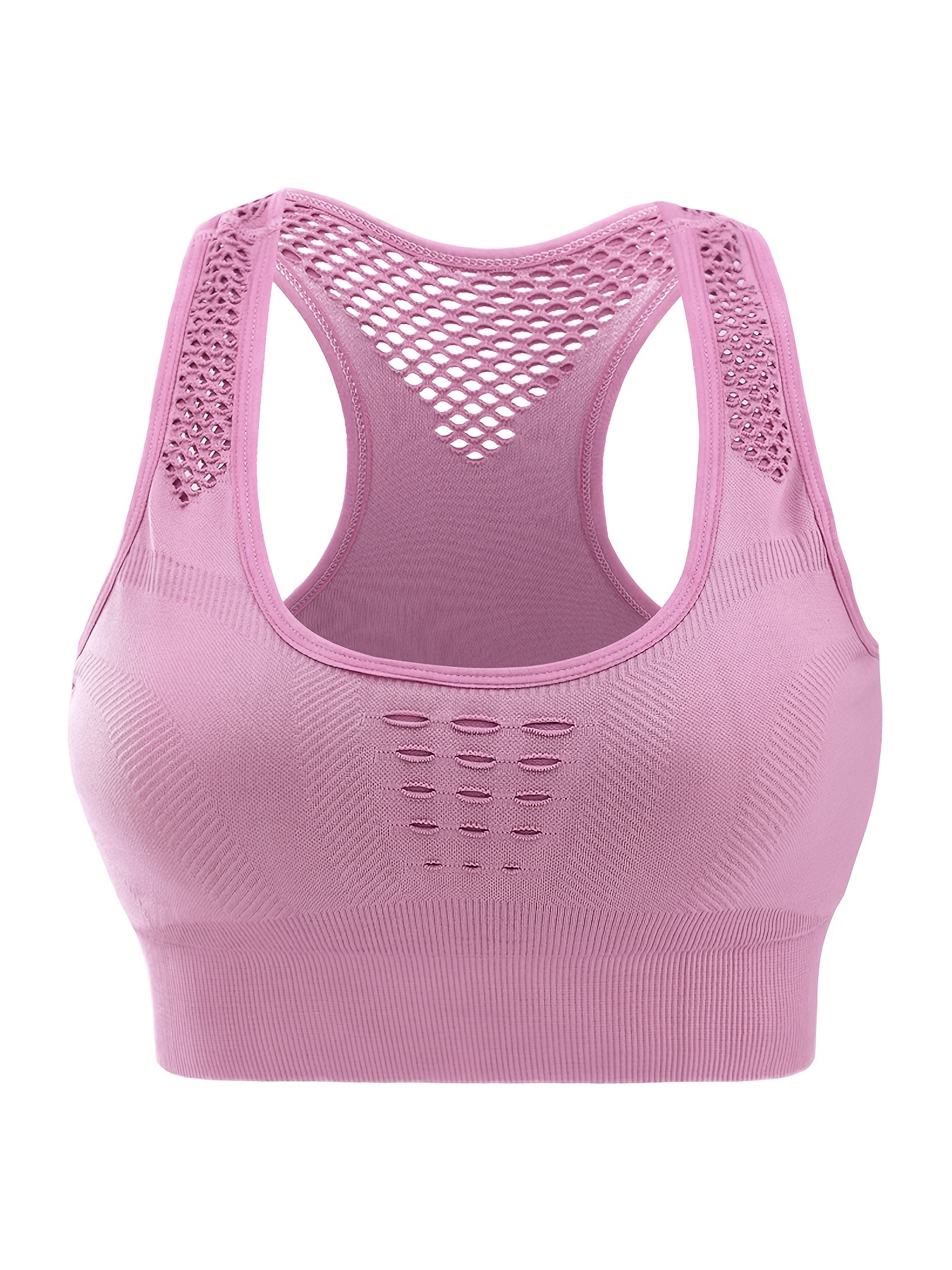Super Soft Hollow Wirefree Sports Bra Solid Color Breathable - Temu