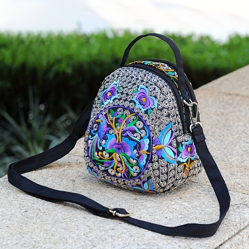 TEMU Ethnic Shoulder Bag, Zipper Handbag Wallet For Women