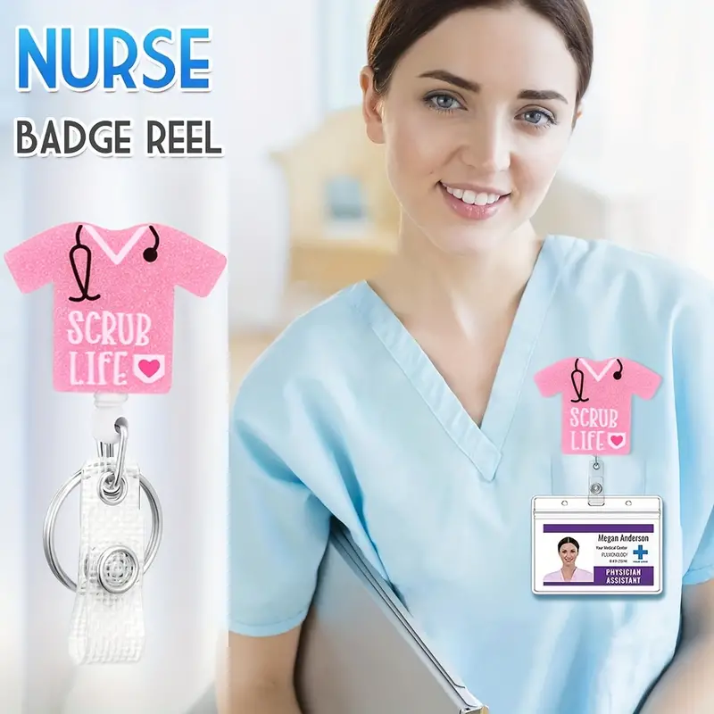 Badge Reel Holder Retractable with ID Clip for Nurse Nursing Name Nurse Uniform Nursing Student Doctor Rn LPN Medical Assistant Work Office