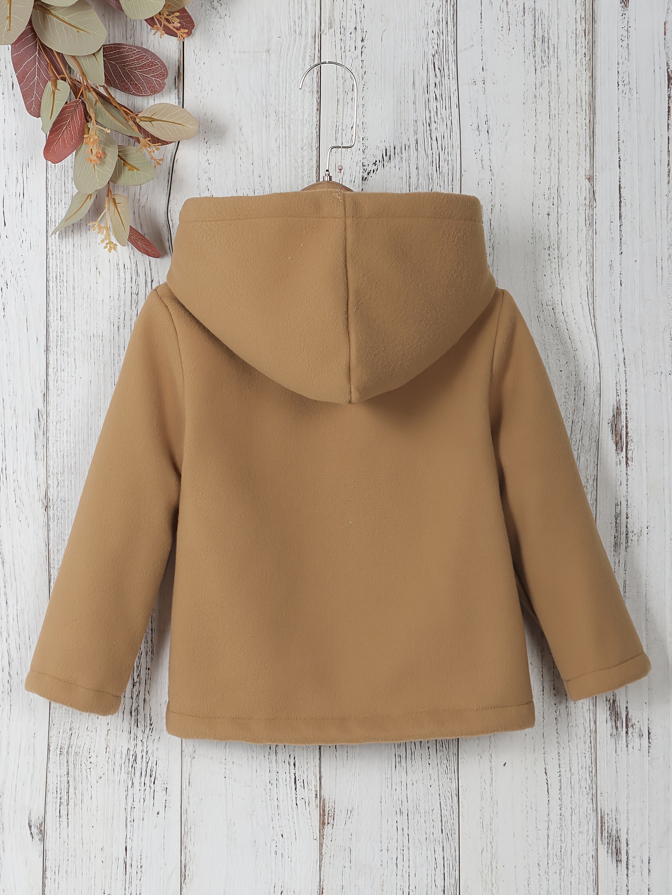 Girls' Thick Hooded Fleece Coat, Warm Button-Up Jacket