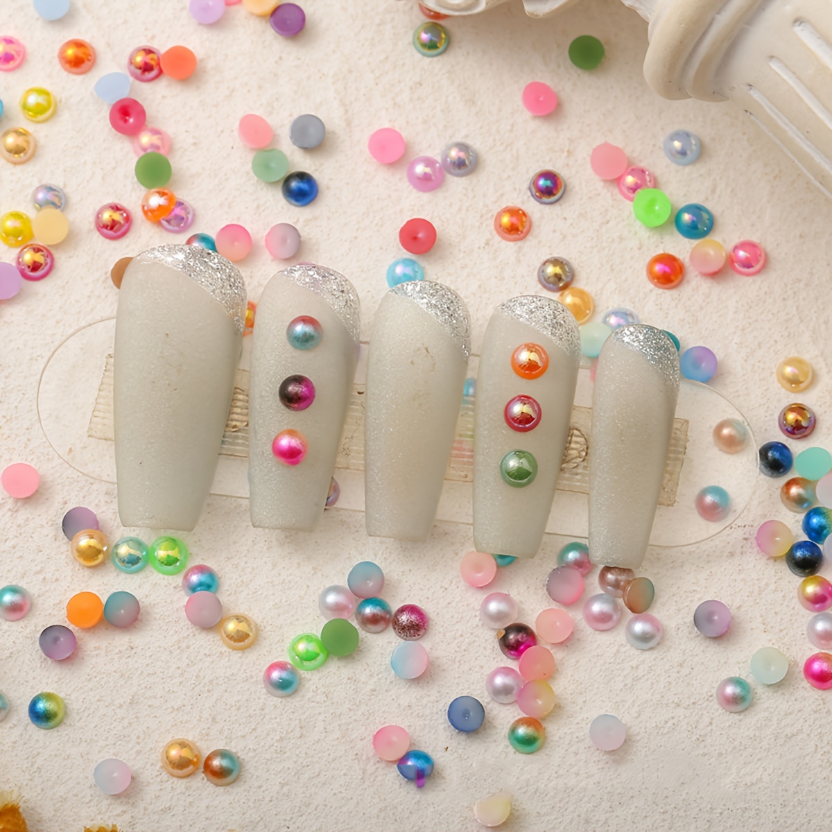 Colorful Nail Art Pearls Beads Flatback Pearls For Crafts