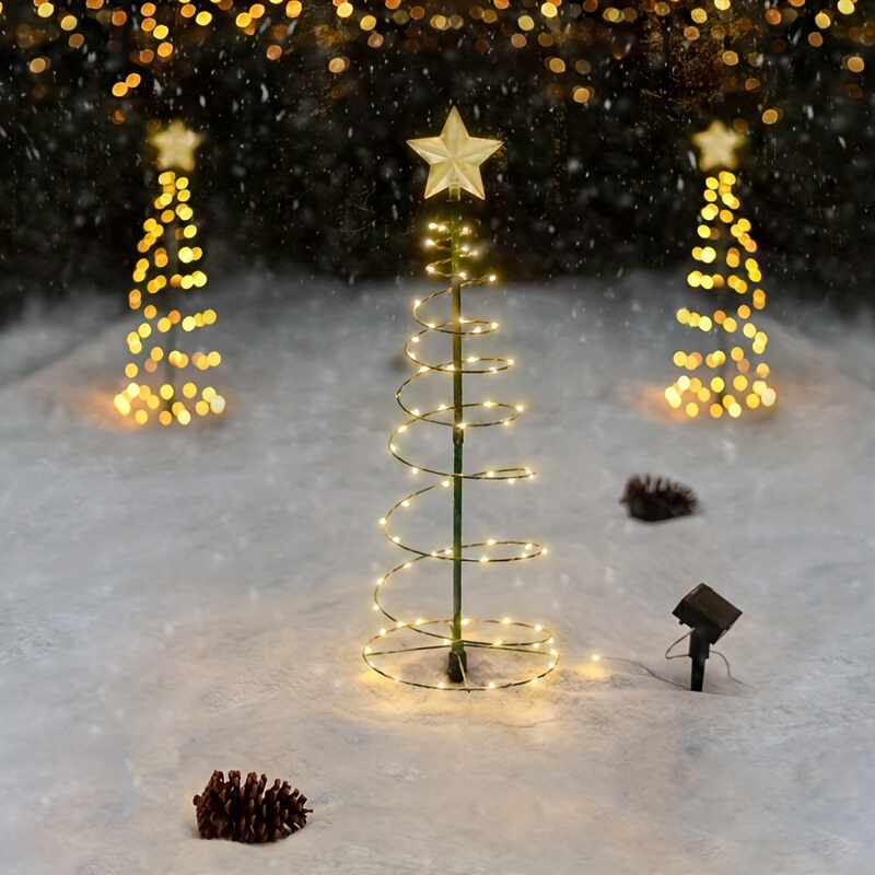 1pc led christmas tree outdoor solar ground plug lights waterproof christmas courtyard lights new year holiday outdoor garden decoration lawn light details 3