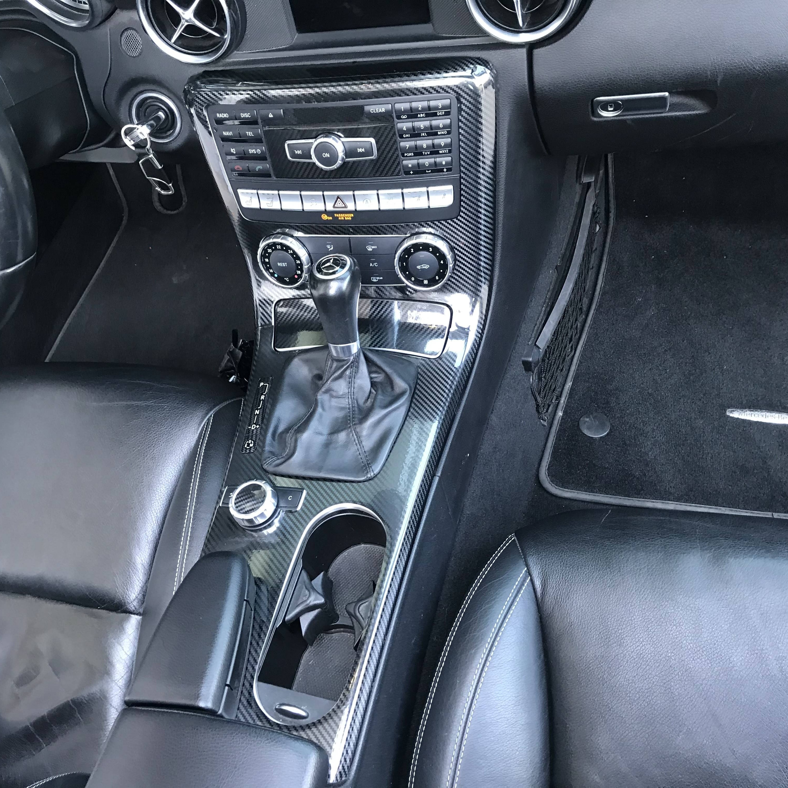 Pour Mercedes Benz Classe C W204 2011-2014 Panneau de commande central  intérieur Poignée de porte Autocollants en fibre de carbone 5D, accessoire  de