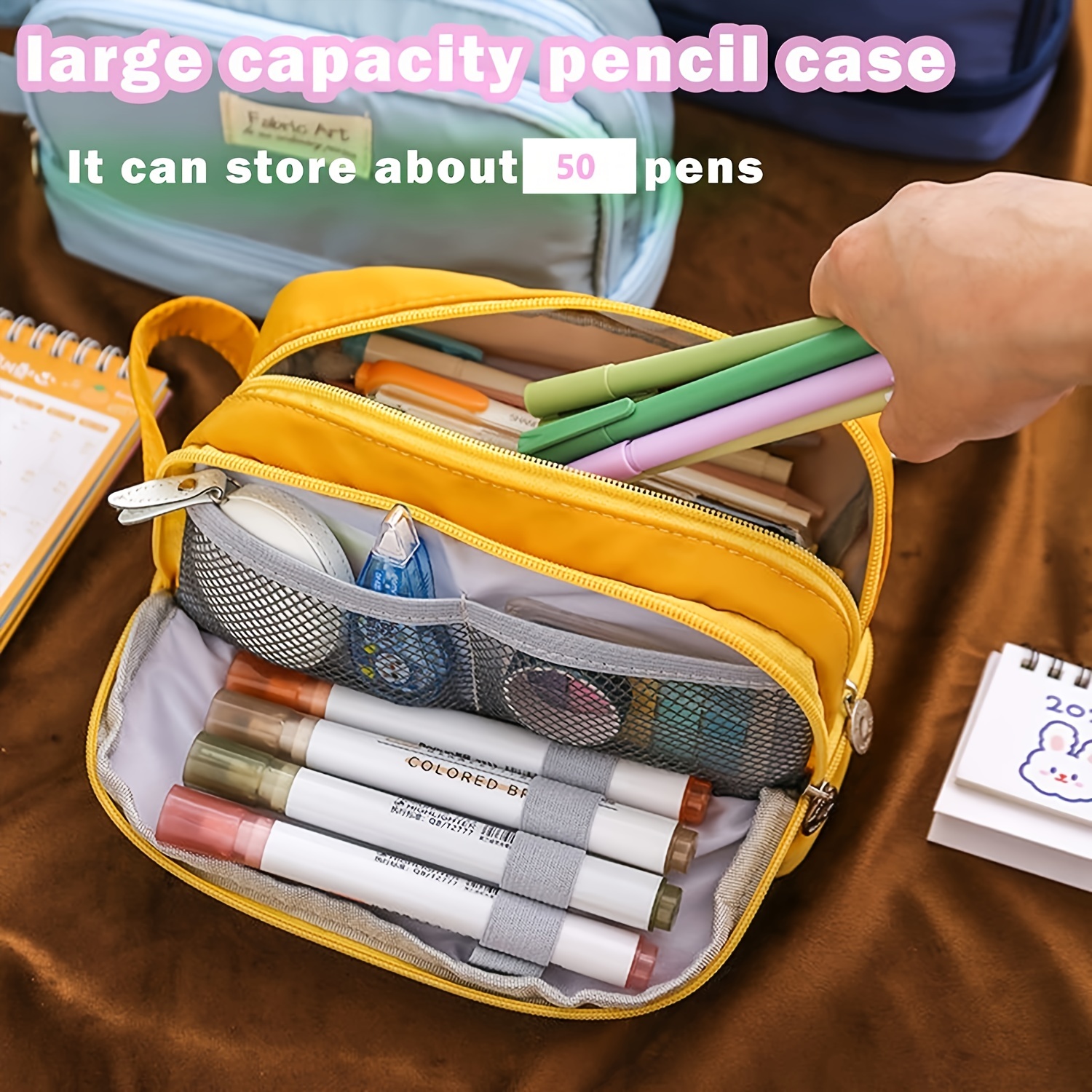 Large Pencil Pouch With Zipper marker Pen Case big Capacity - Temu