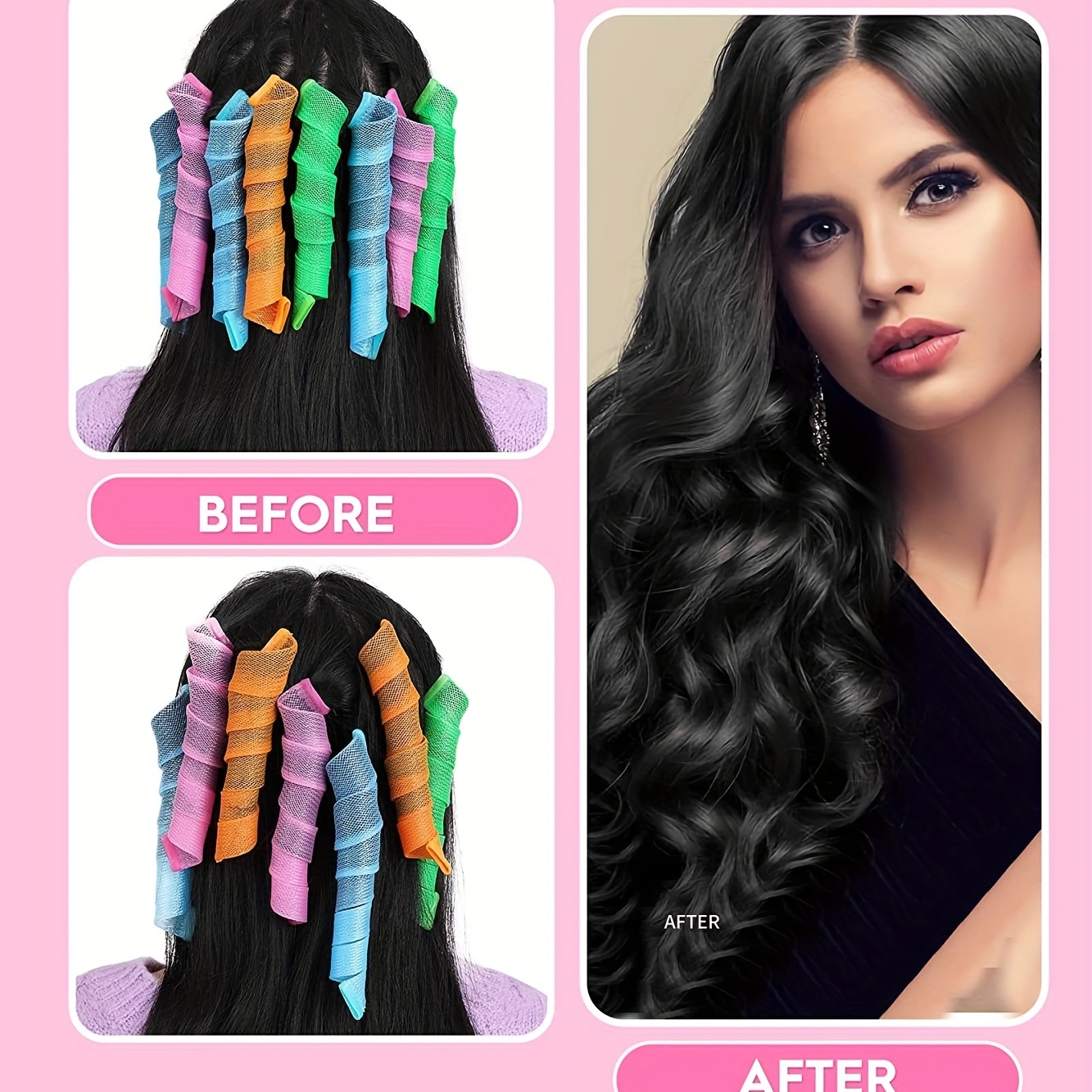 12 Pcs Hair Curlers Spiral Curls No Heat Wave Hair Styling Kit with Hook