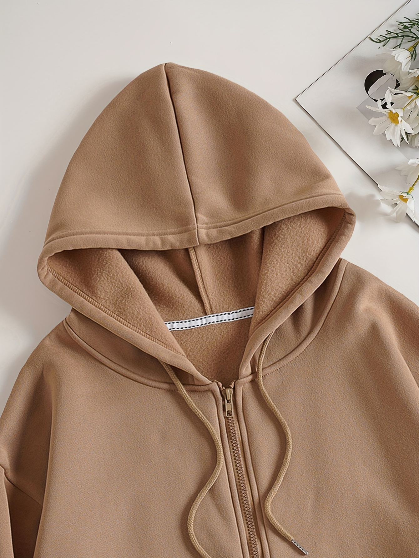 Womens khaki zip online up hoodie